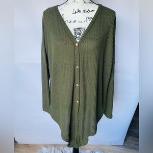 Olive Green Oversized T-shirt Sweater XL